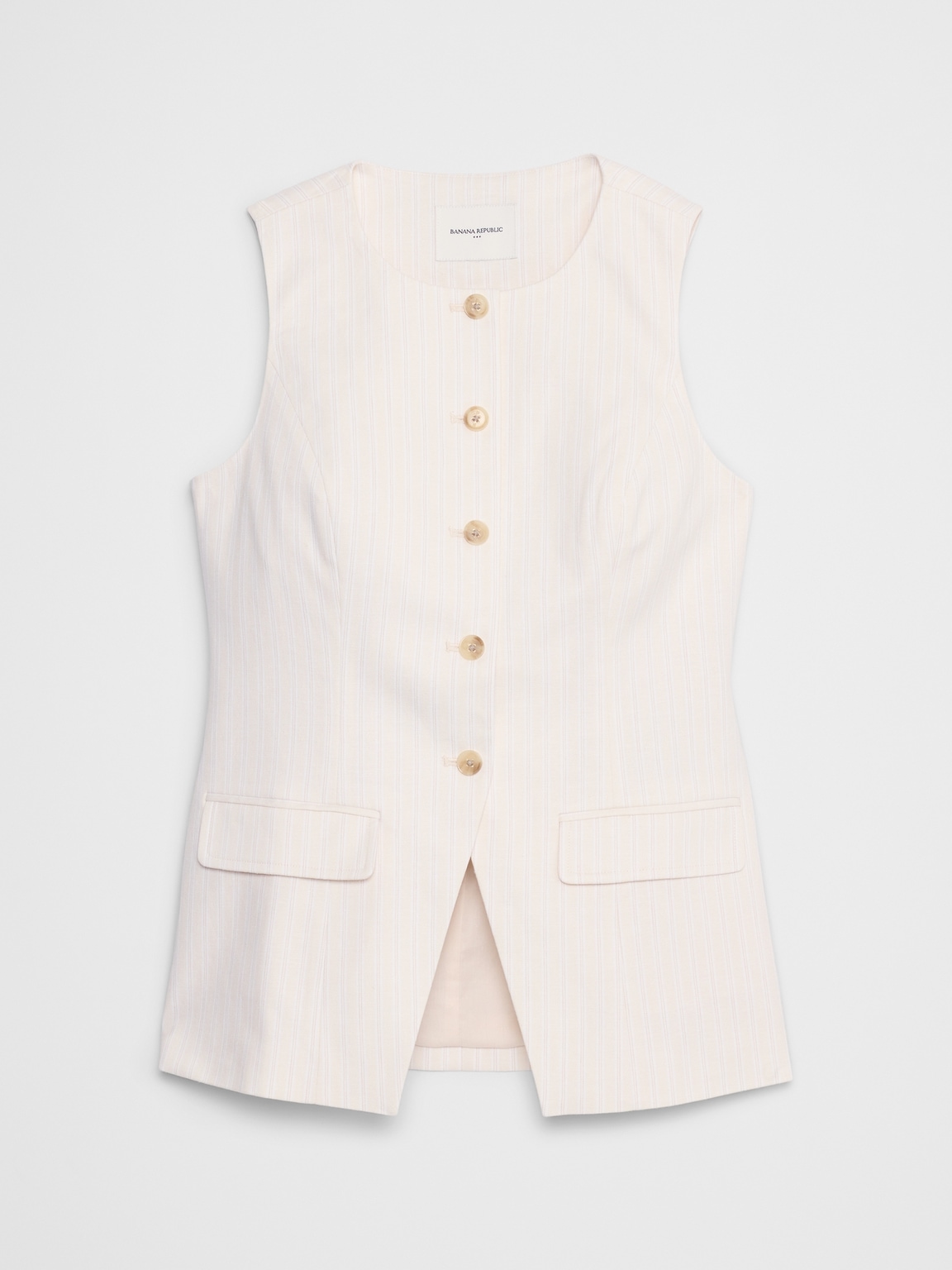 Linen-Blend Long Cutaway Vest