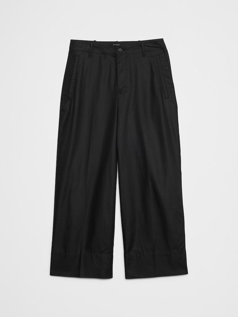 Wide-Leg High-Rise Twill Crop Pant