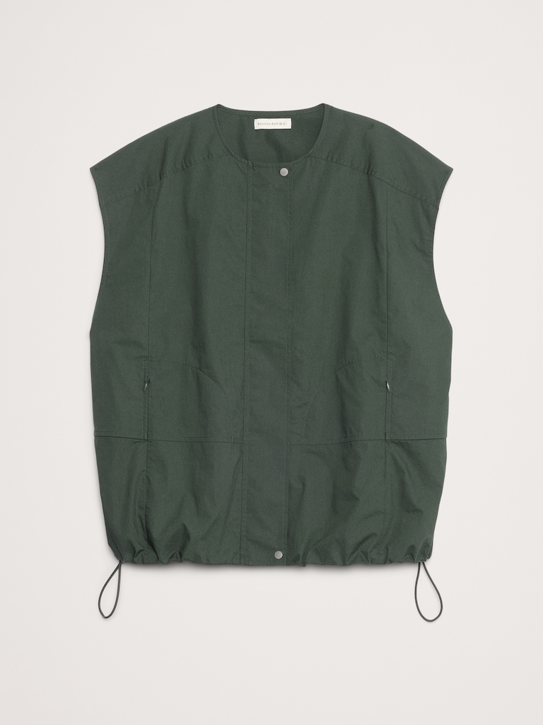 Cotton Poplin Bubble-Hem Top