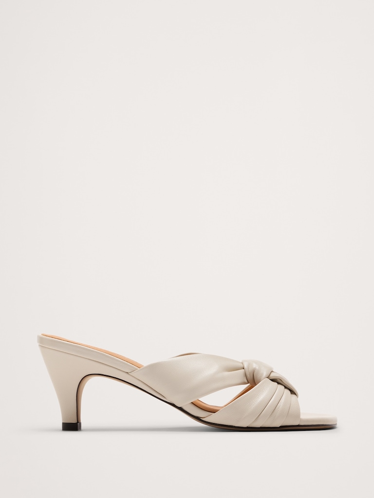 Italian Leather Soft-Knot Heeled Sandal