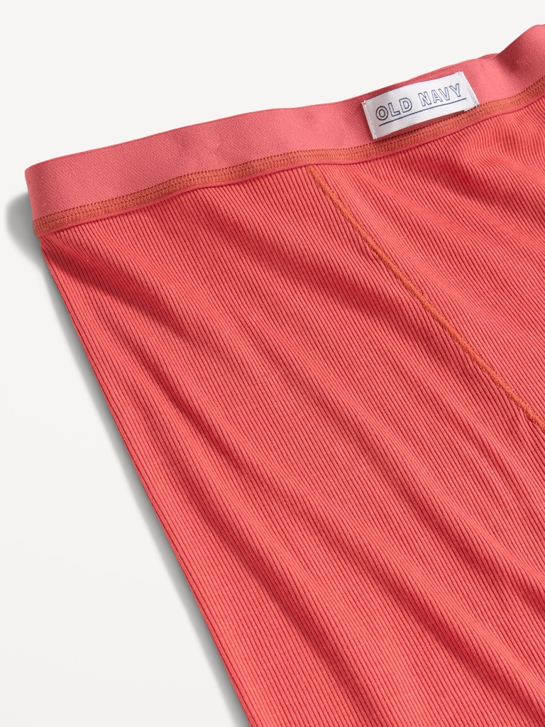 High-Waisted Ribbed Boyshort Briefs -- 3-inch inseam