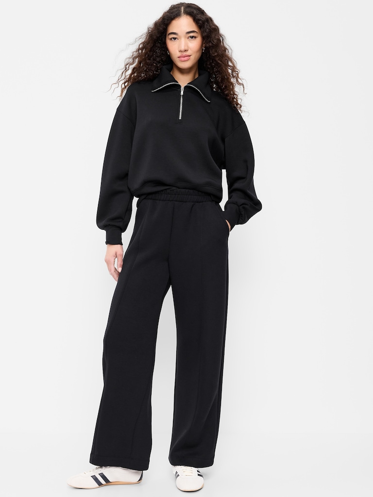 High-Waisted Bounce Fleece Wide-Leg Sweatpants