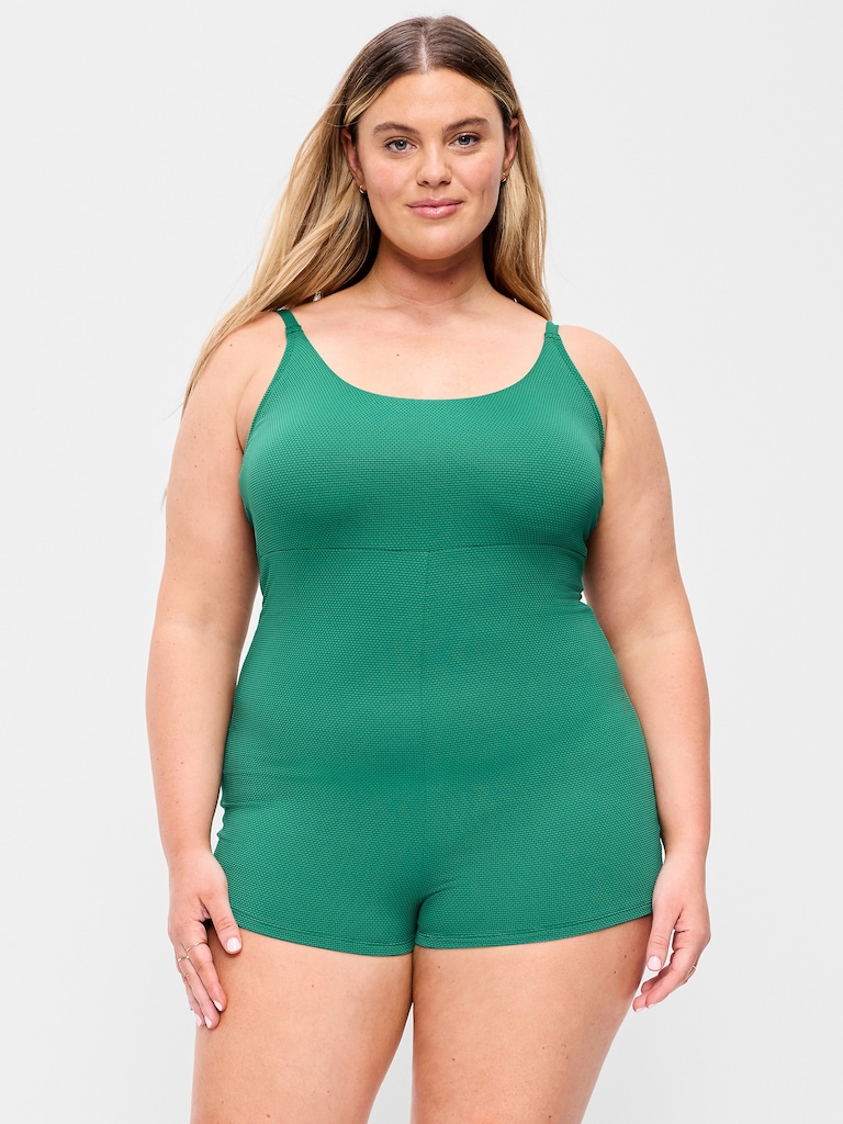 Textured Swim Romper -- 2.5-inch inseam