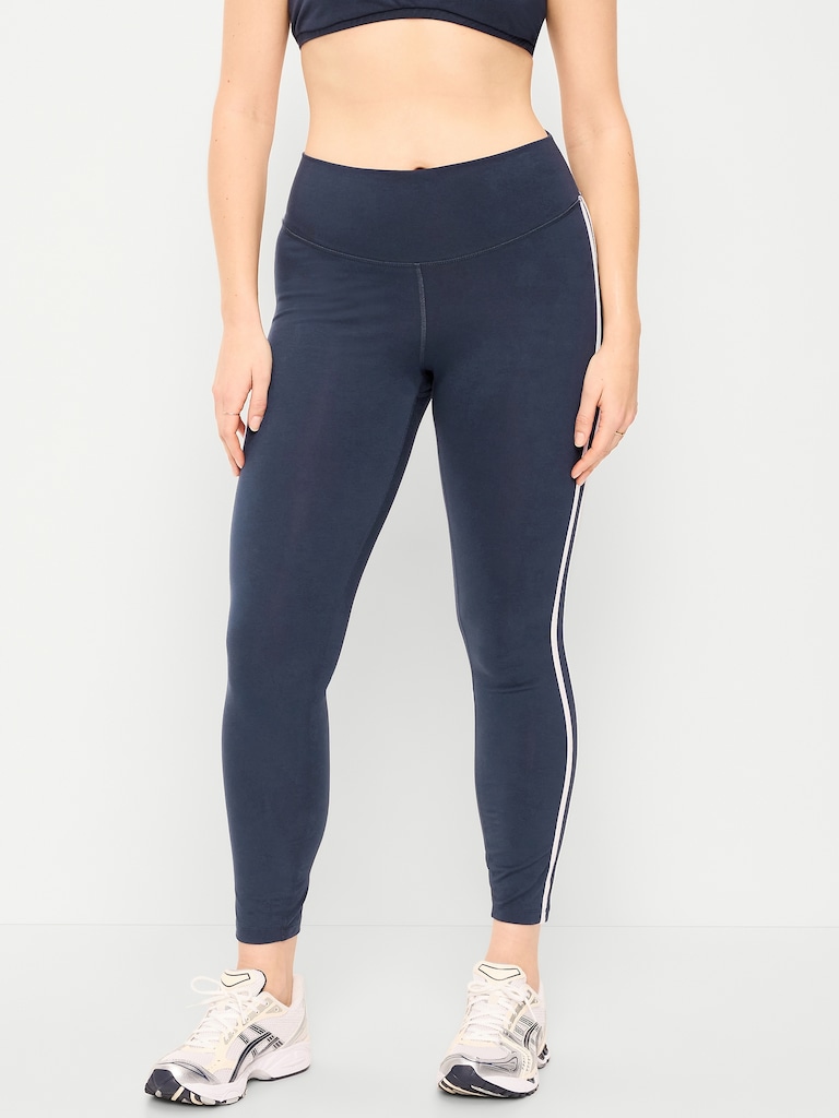 High-Waisted PowerChill Side-Striped 7/8 Cotton Leggings