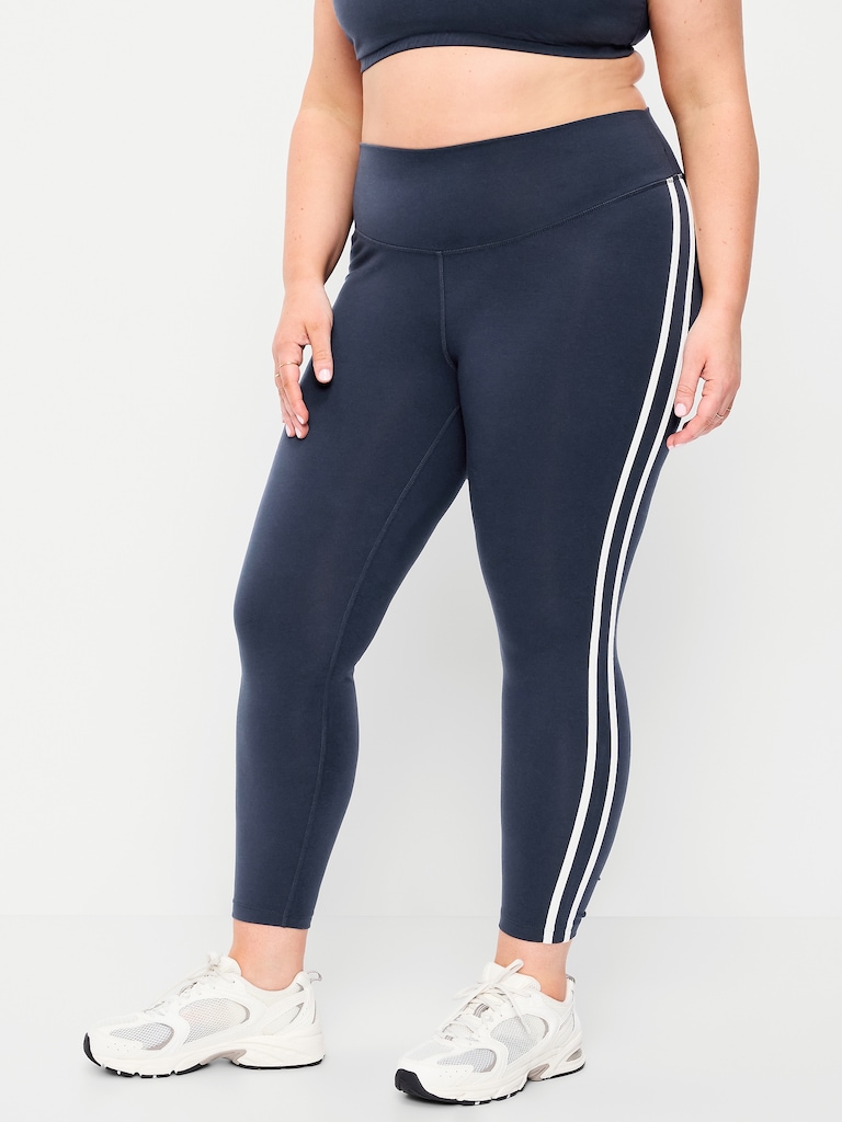 High-Waisted PowerChill Side-Striped 7/8 Cotton Leggings