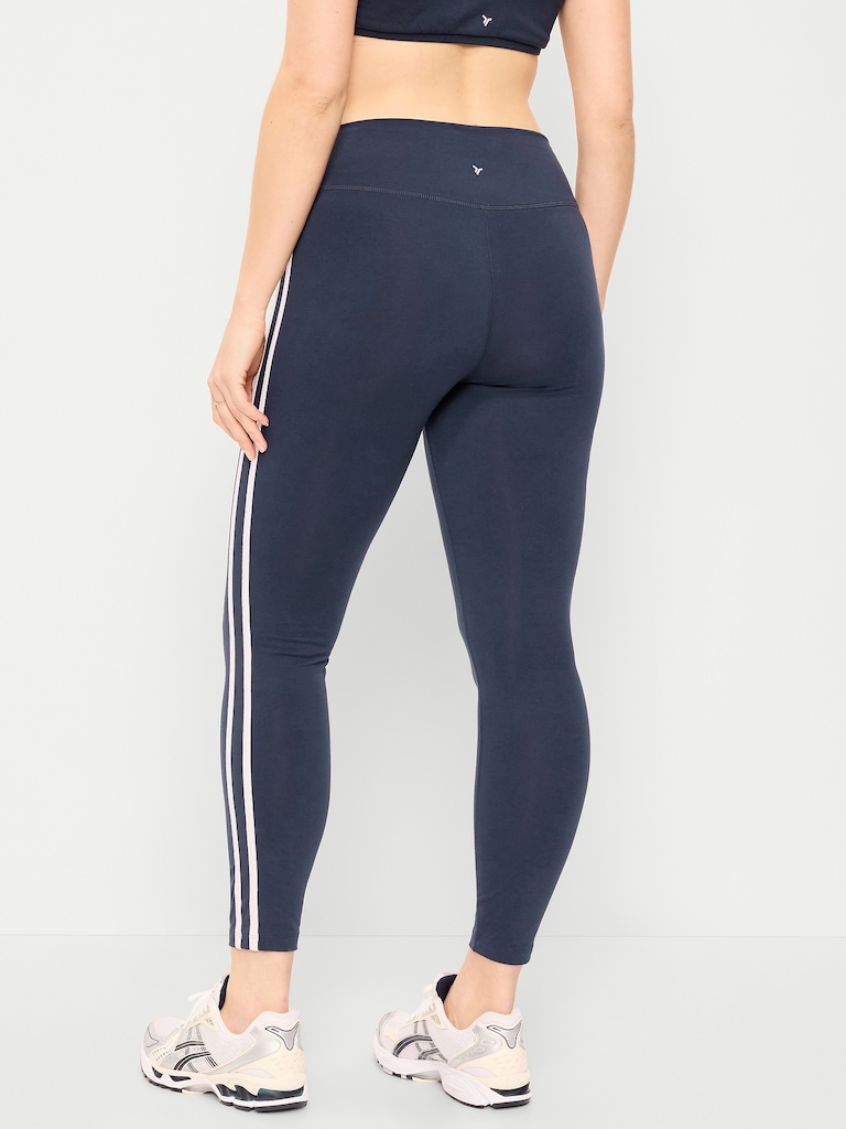 High-Waisted PowerChill Side-Striped 7/8 Cotton Leggings