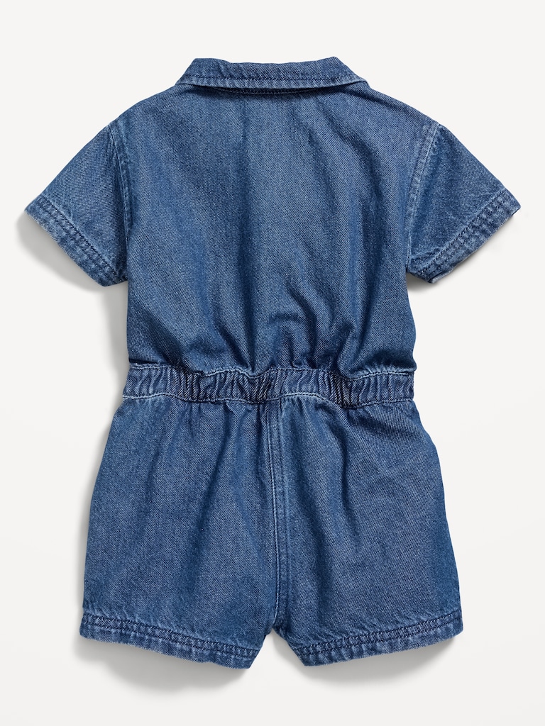 Short-Sleeve Utility Romper for Toddler Girls
