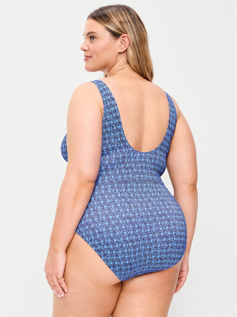 Textured One-Piece Cut-Out Swimsuit