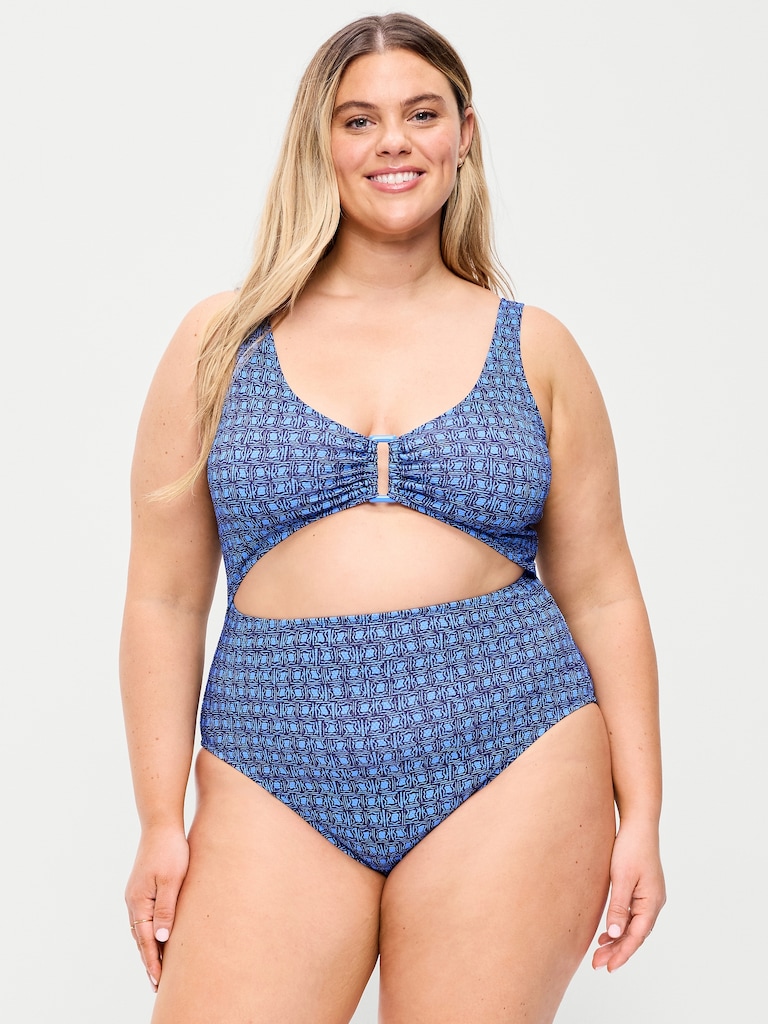 Textured One-Piece Cut-Out Swimsuit