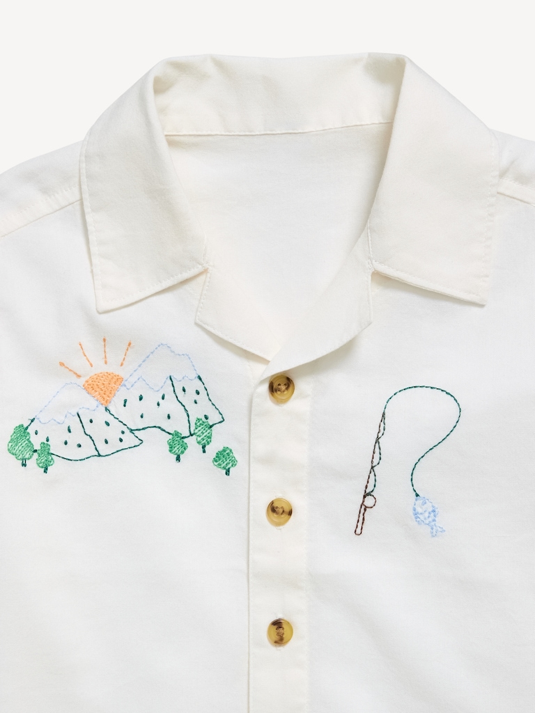 Short-Sleeve Embroidered Shirt for Toddler Boys