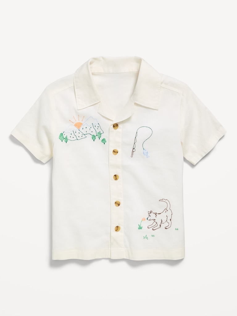 Short-Sleeve Embroidered Shirt for Toddler Boys