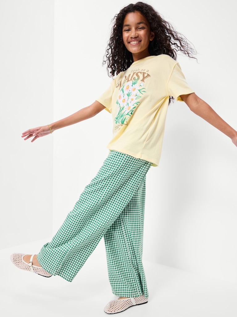 Pull-On Loose Twill Pants for Girls