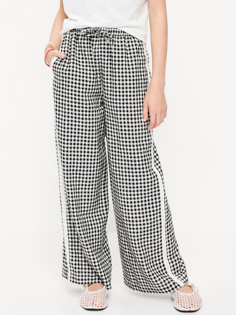 Lace-Trim Linen-Blend Pants for Girls