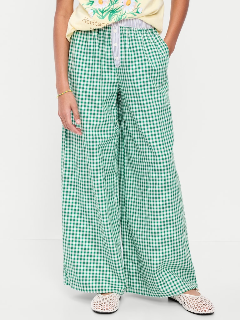 Pull-On Loose Twill Pants for Girls