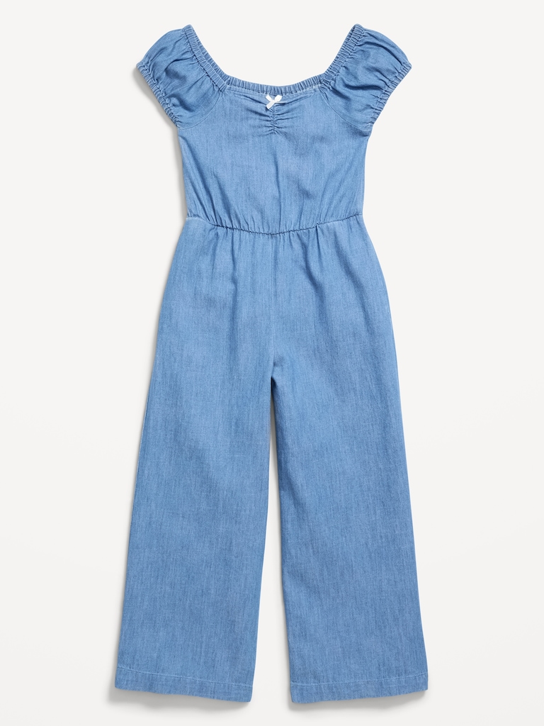 Short-Sleeve Chambray Jumpsuit for Girls