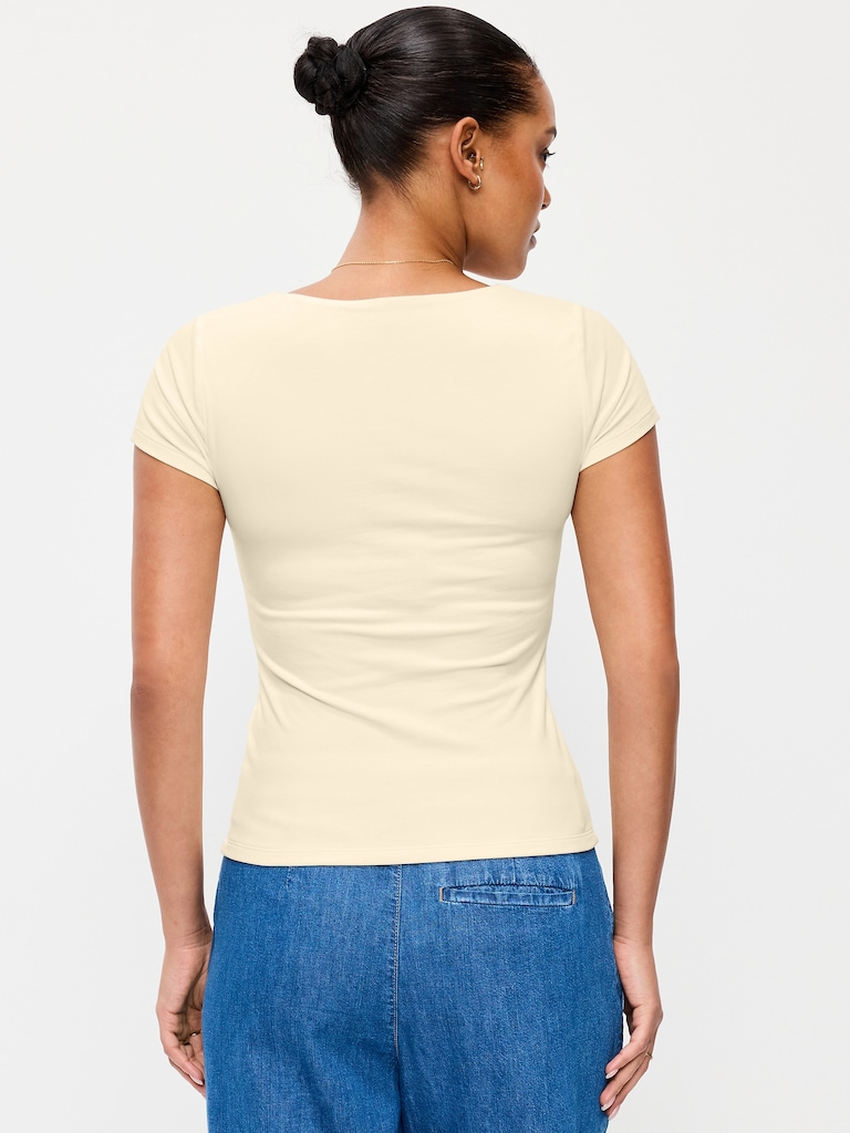 Hug Double-Layer Scoop-Neck Top
