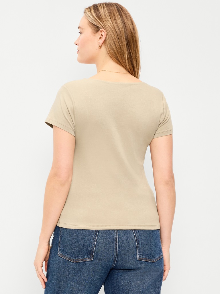 Hug Double-Layer Scoop-Neck Top