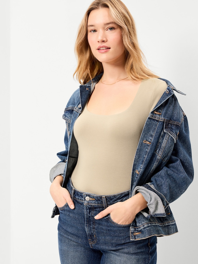 Hug Double-Layer Scoop-Neck Top