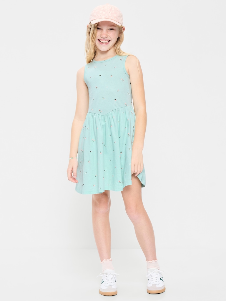 Sleeveless Fit and Flare Dress & Biker Shorts Set for Girls