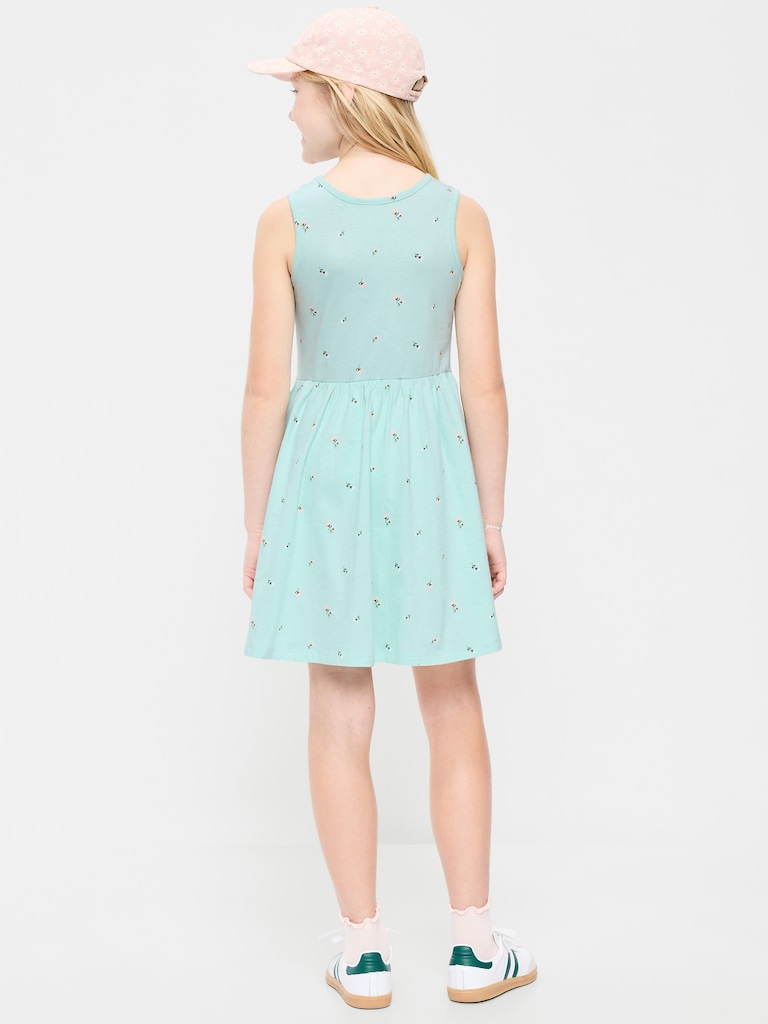 Sleeveless Fit and Flare Dress & Biker Shorts Set for Girls