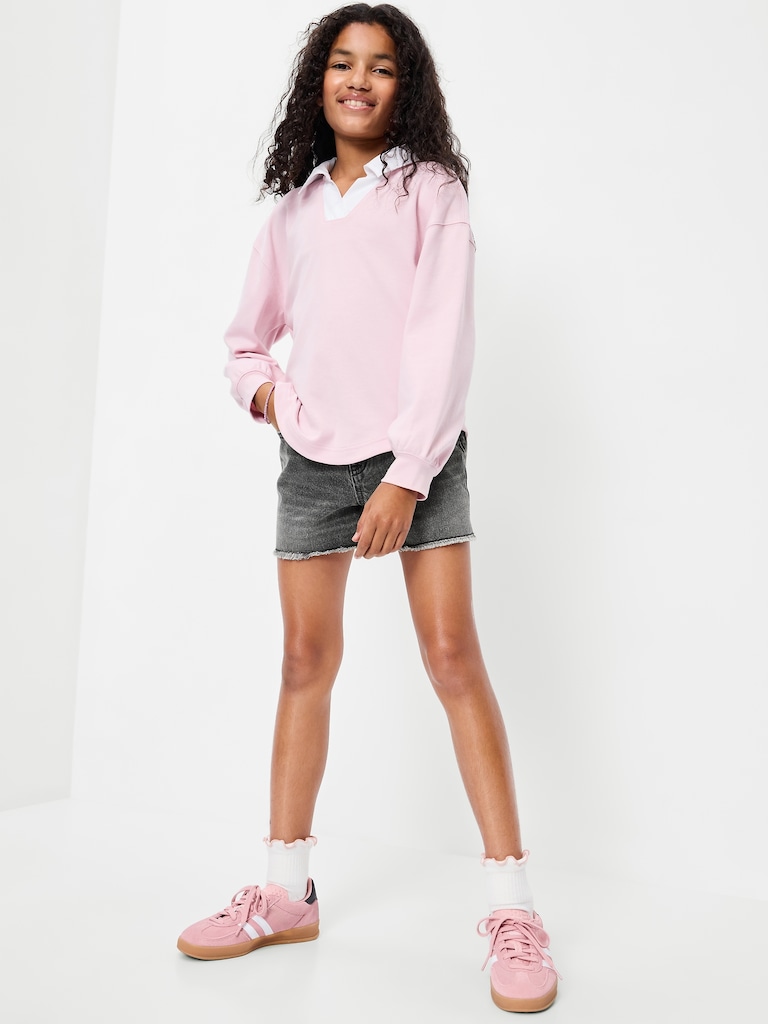 High-Waisted Frayed-Hem Jean Shorts for Girls