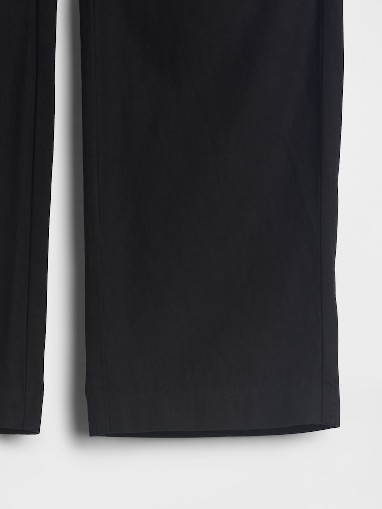 Linen-Blend Relaxed Straight Ankle Pants