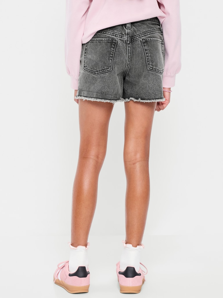 High-Waisted Frayed-Hem Jean Shorts for Girls