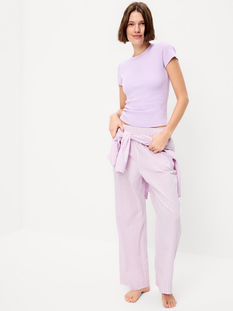 High-Waisted Poplin Pajama Pant
