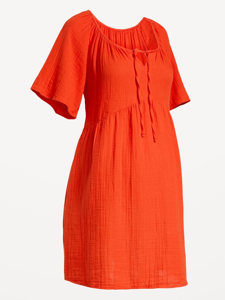 Maternity Flutter-Sleeve Mini Dress