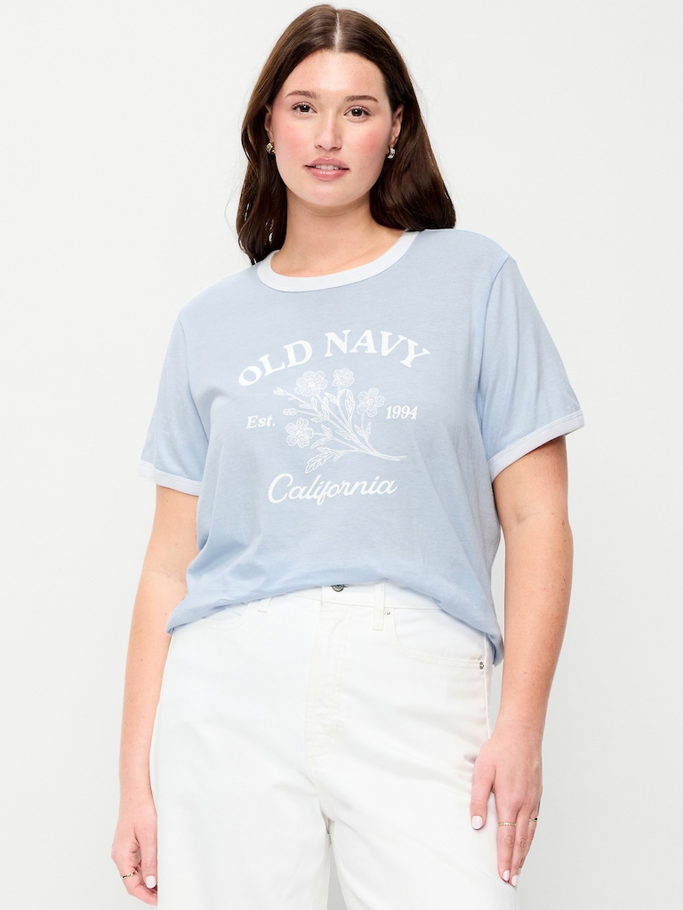 EveryWear Crew-Neck Logo-Graphic Ringer T-Shirt