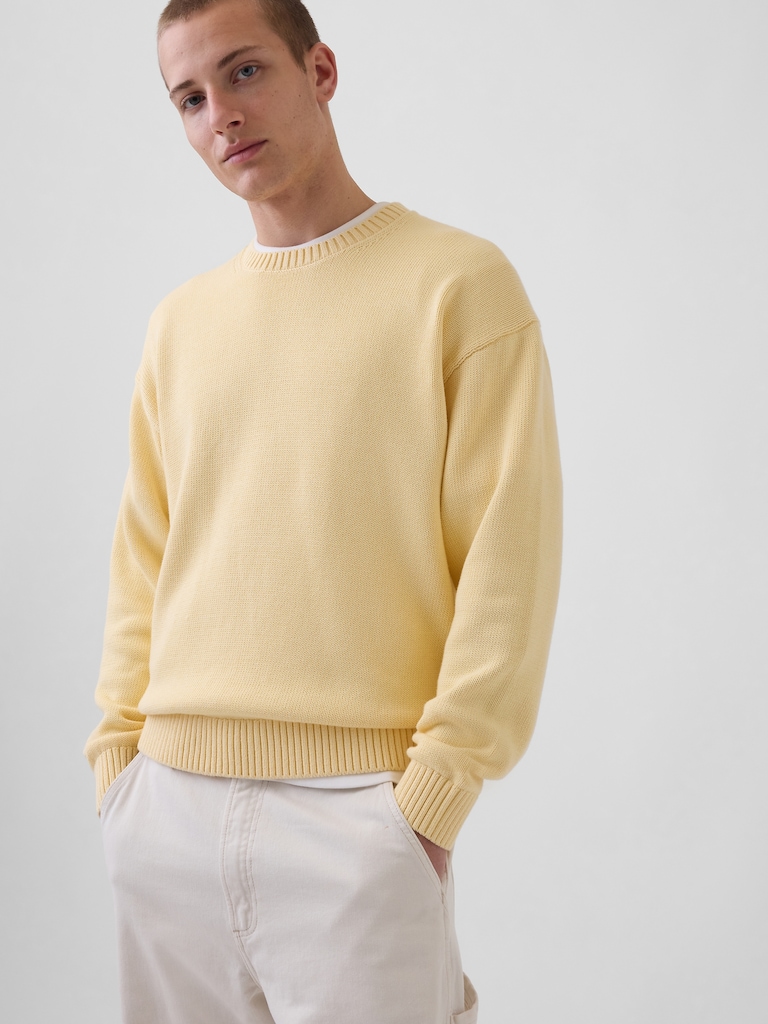 Relaxed Crewneck Crop Sweater