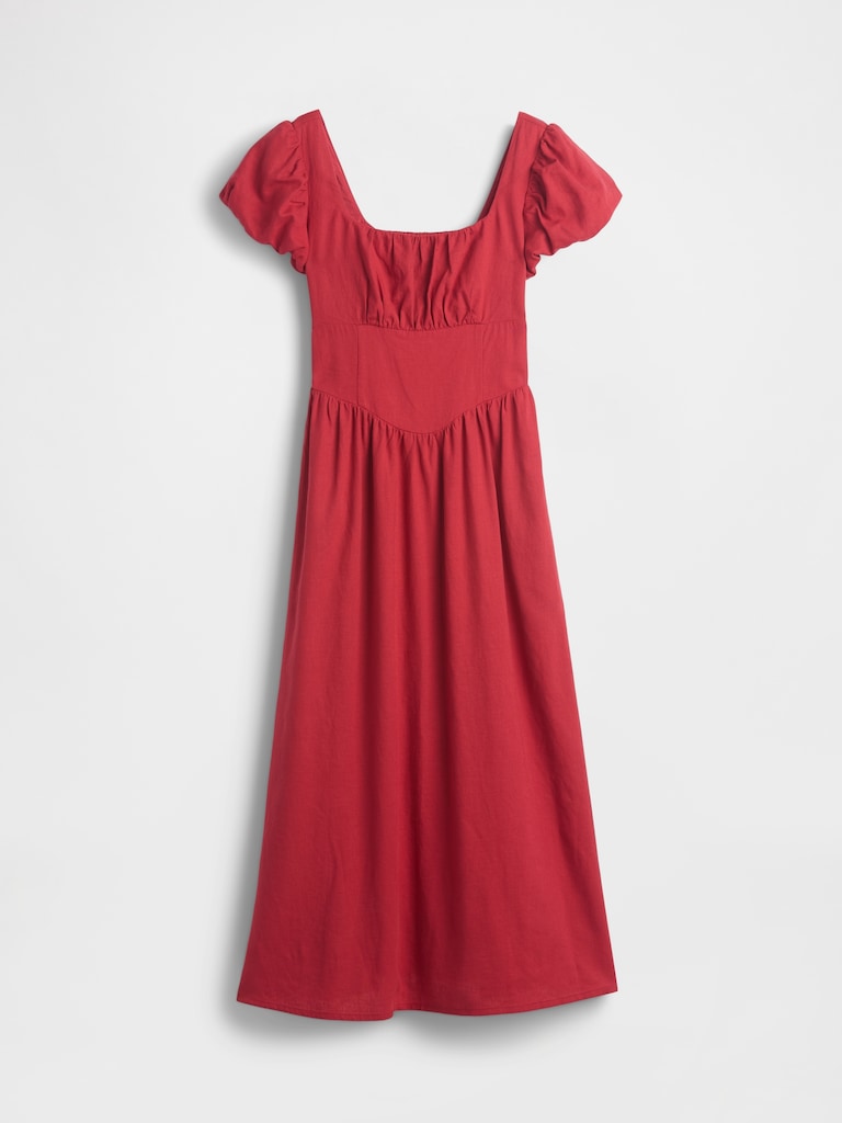 Linen-Blend Drop-Waist Maxi Dress