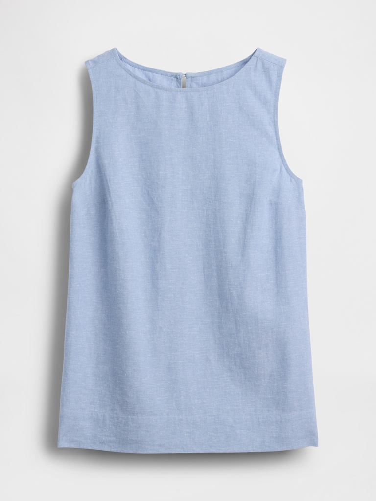 Linen-Blend Shell Tank Top