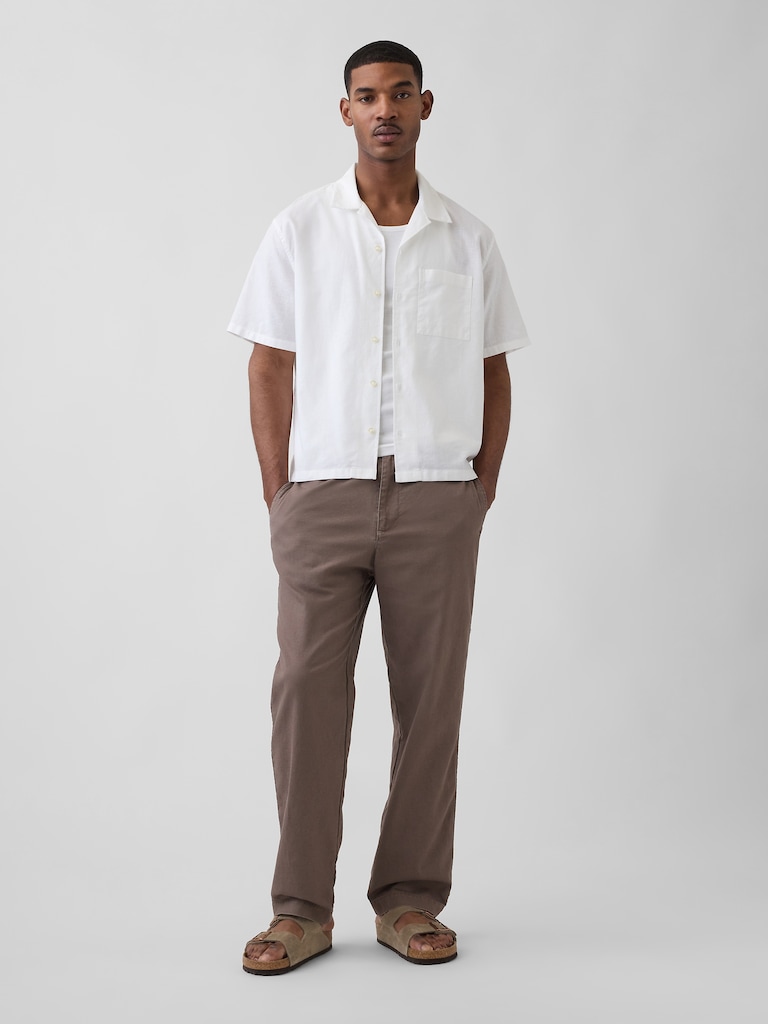 Linen-Cotton Relaxed Taper Pants