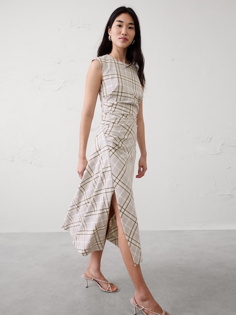 slim fit dress slacks Banana Republic Factory Watercolor Print Mock Neck Belted Dress Size X –  theuntamedthread.com main image 0