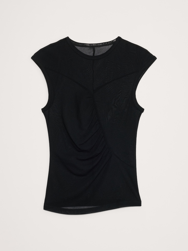 Ruched Mesh Top