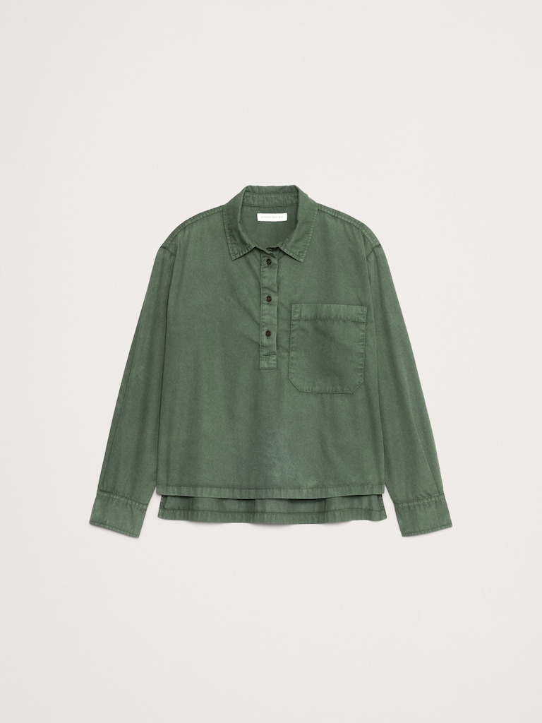 Oversized Cotton Twill Popover Shirt
