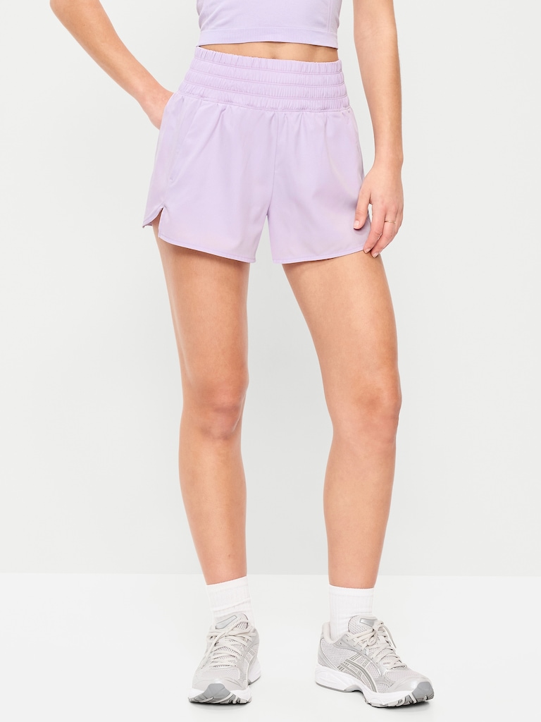 Extra High-Waisted Crinkle Run Shorts -- 3-inch inseam