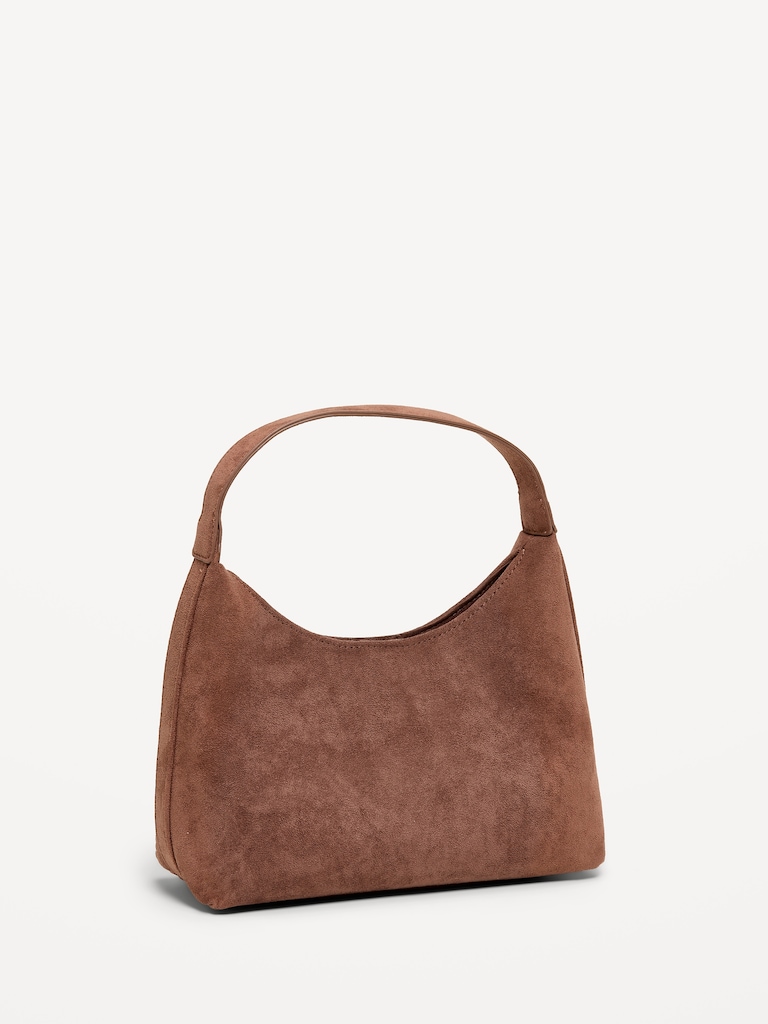 Faux-Suede Mini Hobo Bag