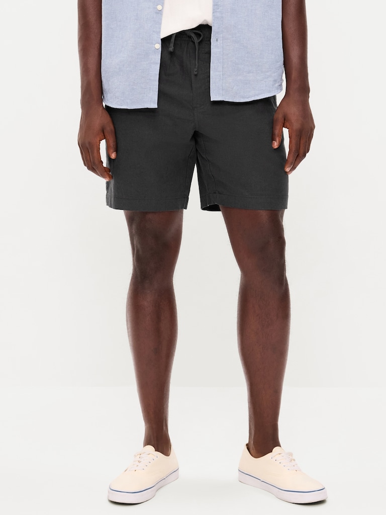 Linen-Blend Jogger Shorts -- 7-inch inseam