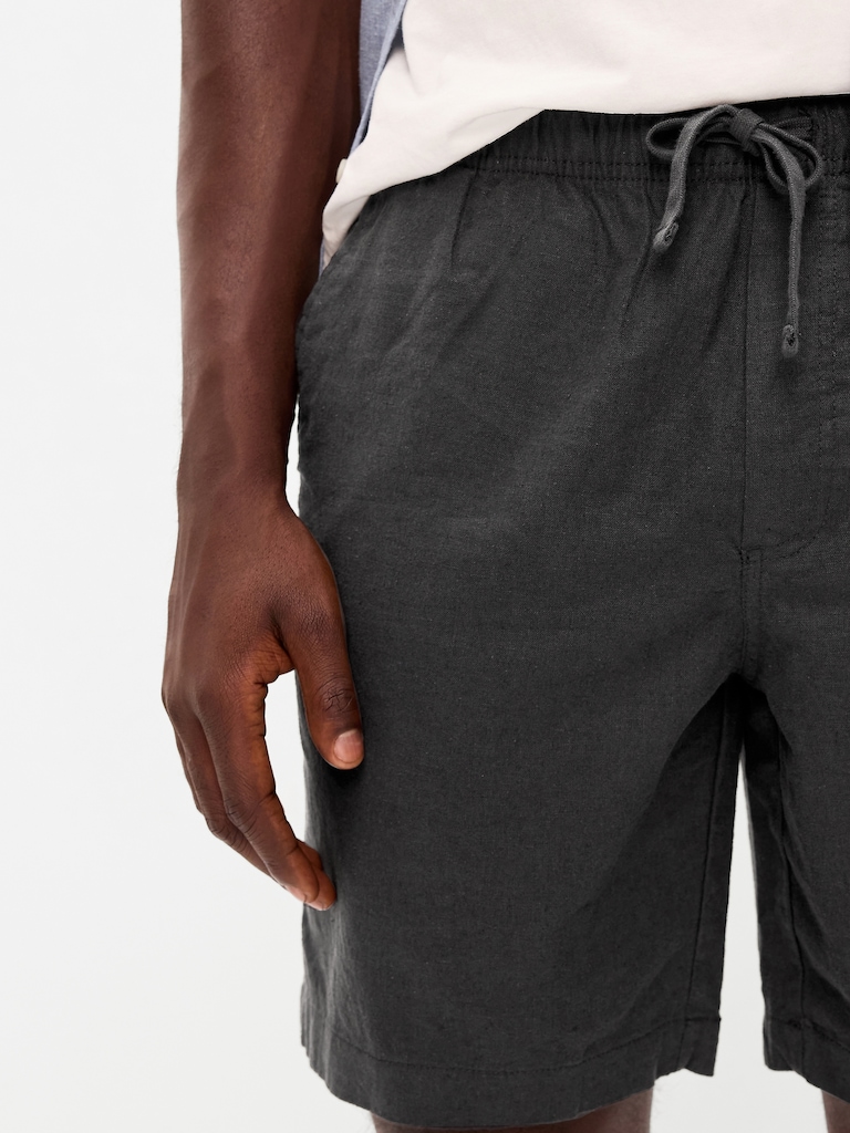 Linen-Blend Jogger Shorts -- 7-inch inseam
