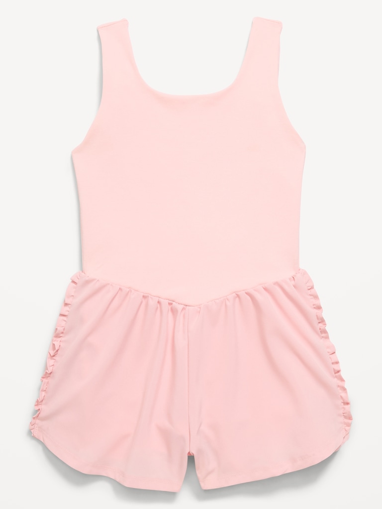 PowerChill Sleeveless Ruffle-Trim Romper for Girls