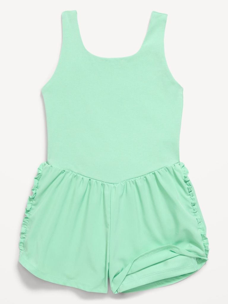 PowerChill Sleeveless Ruffle-Trim Romper for Girls