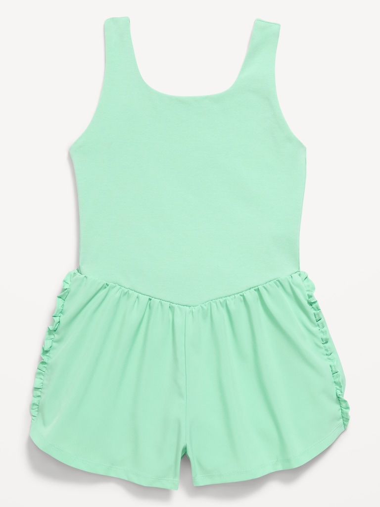 PowerChill Sleeveless Ruffle-Trim Romper for Girls
