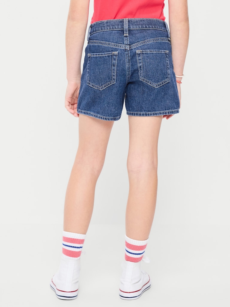 High-Waisted Hearts Jean Midi Shorts for Girls