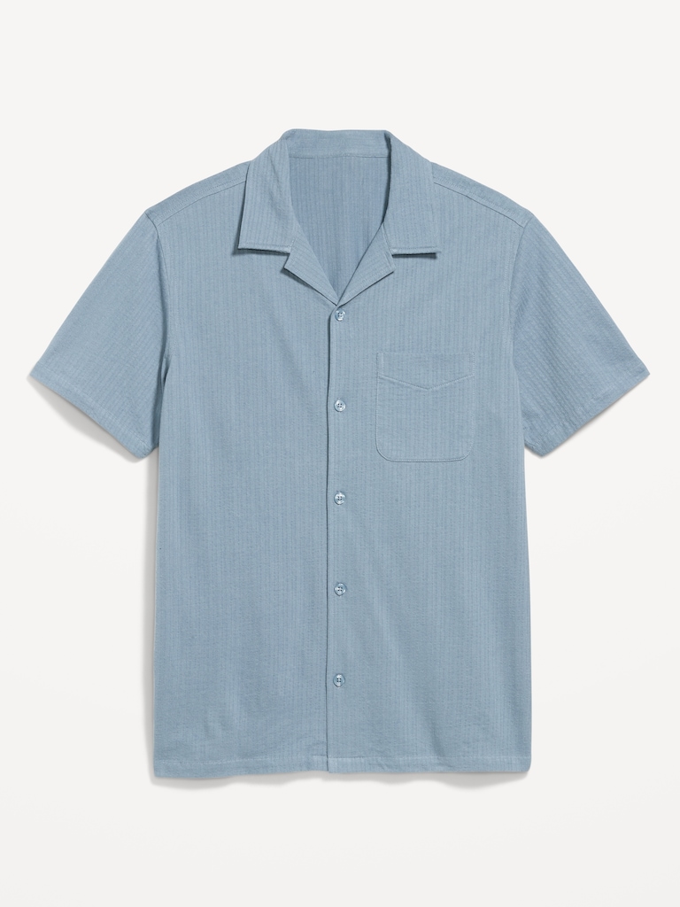 Short-Sleeve Textured Camp Shirt