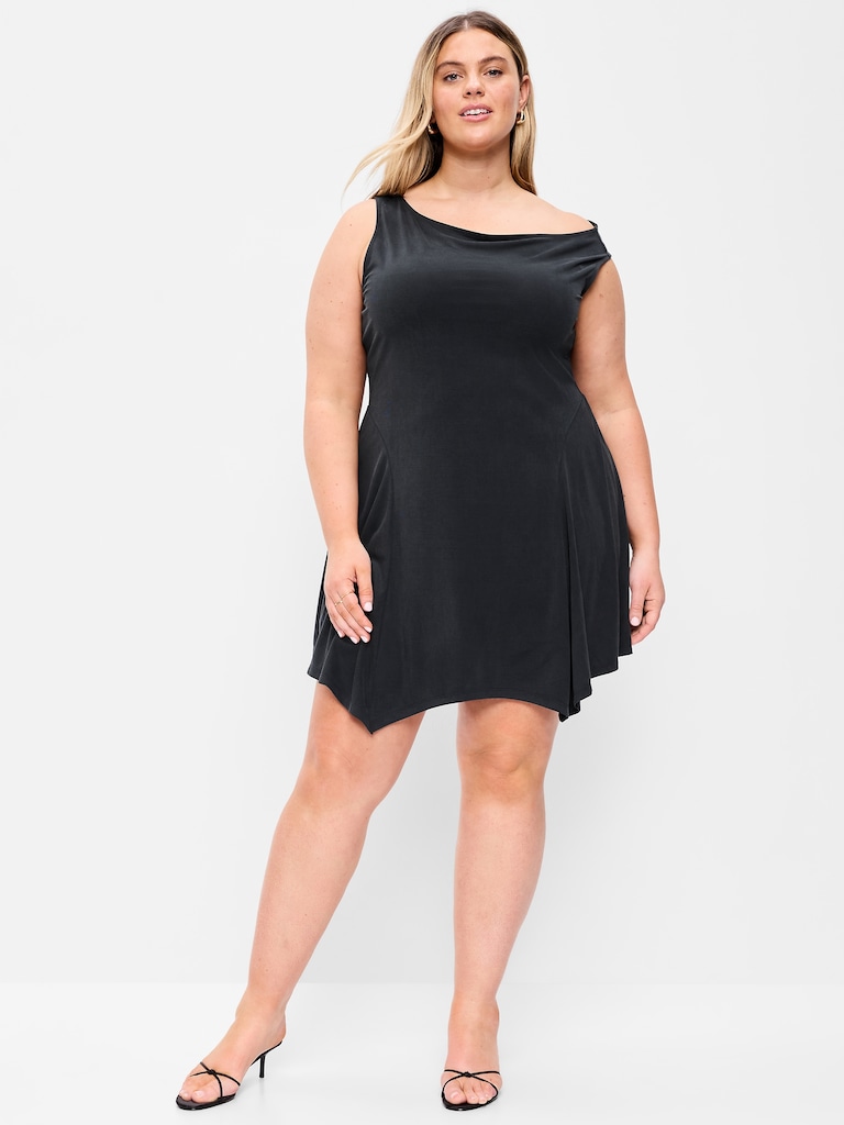 Fit & Flare Asymmetrical Shoulder Mini Dress