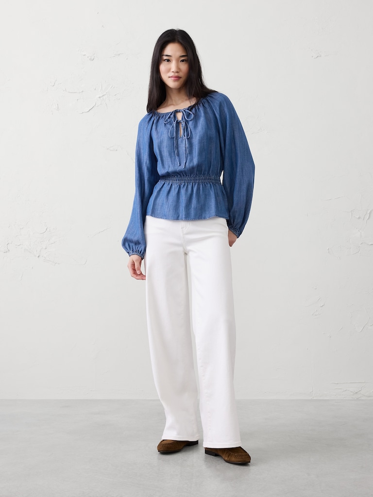 Denim Tie-Front Top