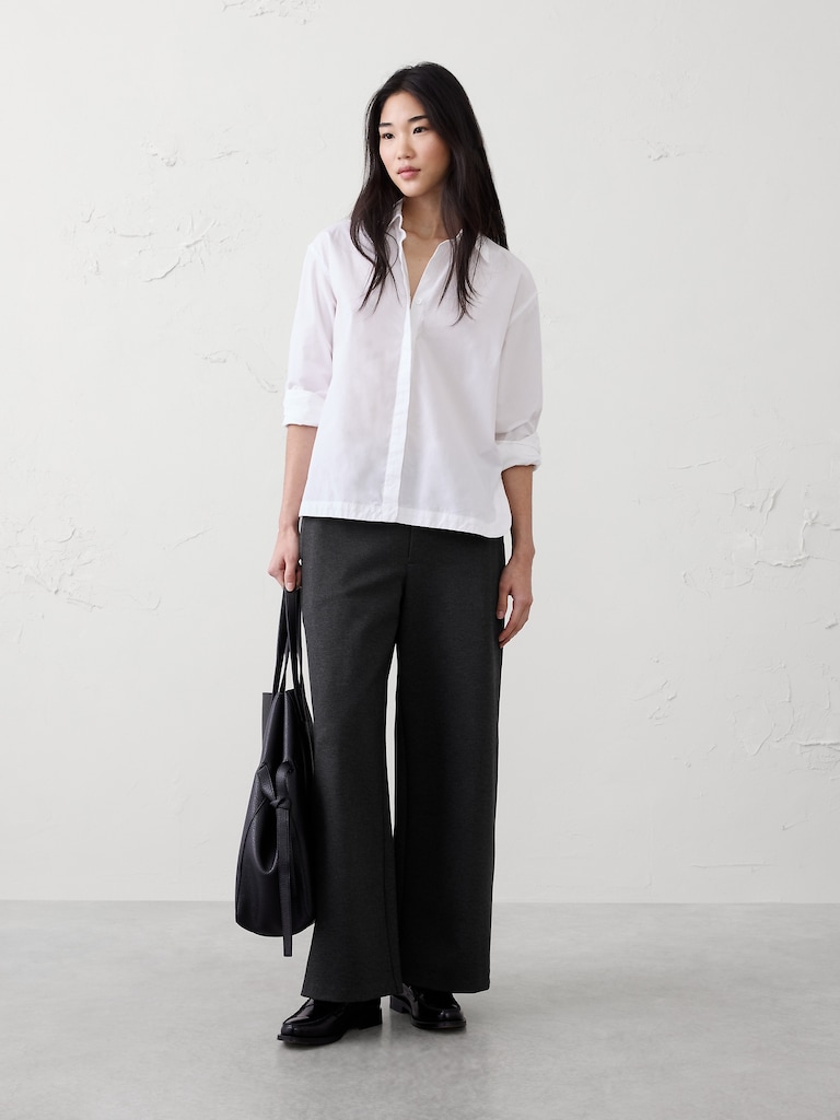 Wide-Leg High-Rise Ponte Pant