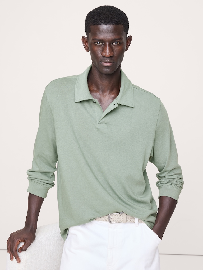 Cotton Jersey Long-Sleeve Polo